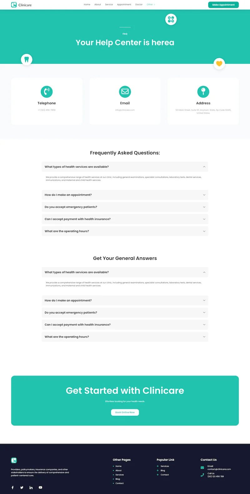诊所专科Elementor网站模板_一键导入快速建站插图4-WP资源海 健康/医药 Elementor 模板常见问题预览