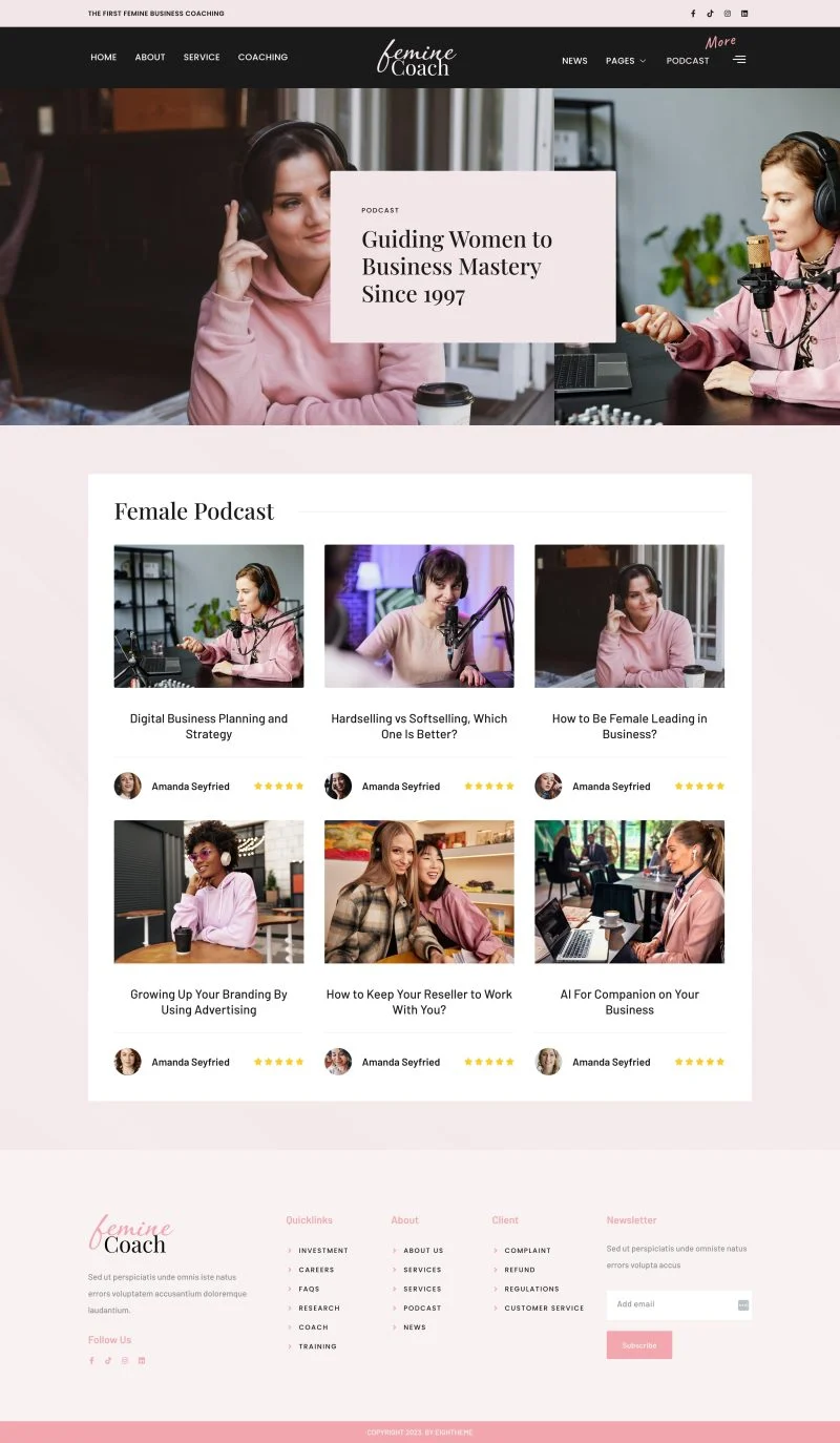 服务/咨询 Elementor 模板播客专区预览