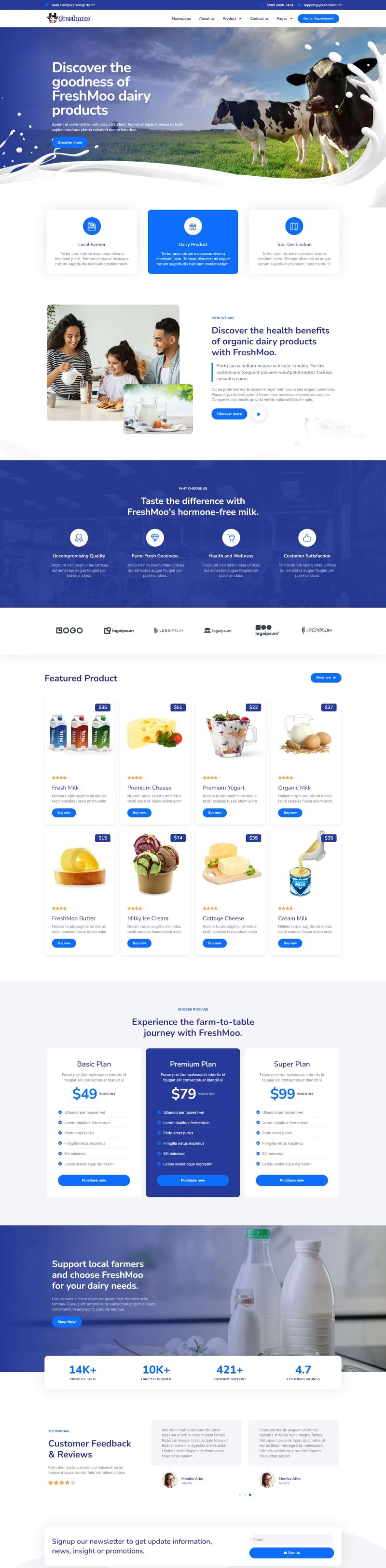 乳制品牧场Elementor网站模板_一键导入快速建站插图1-WP资源海 农业 Elementor 模板首页预览