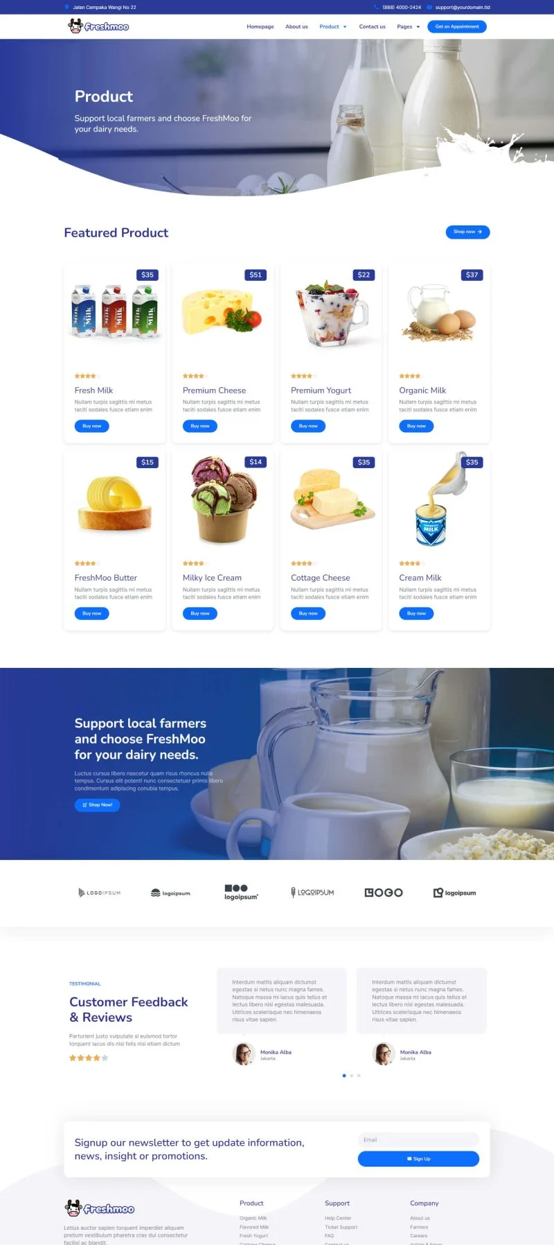 乳制品牧场Elementor网站模板_一键导入快速建站插图5-WP资源海 农业 Elementor 模板产品页面预览