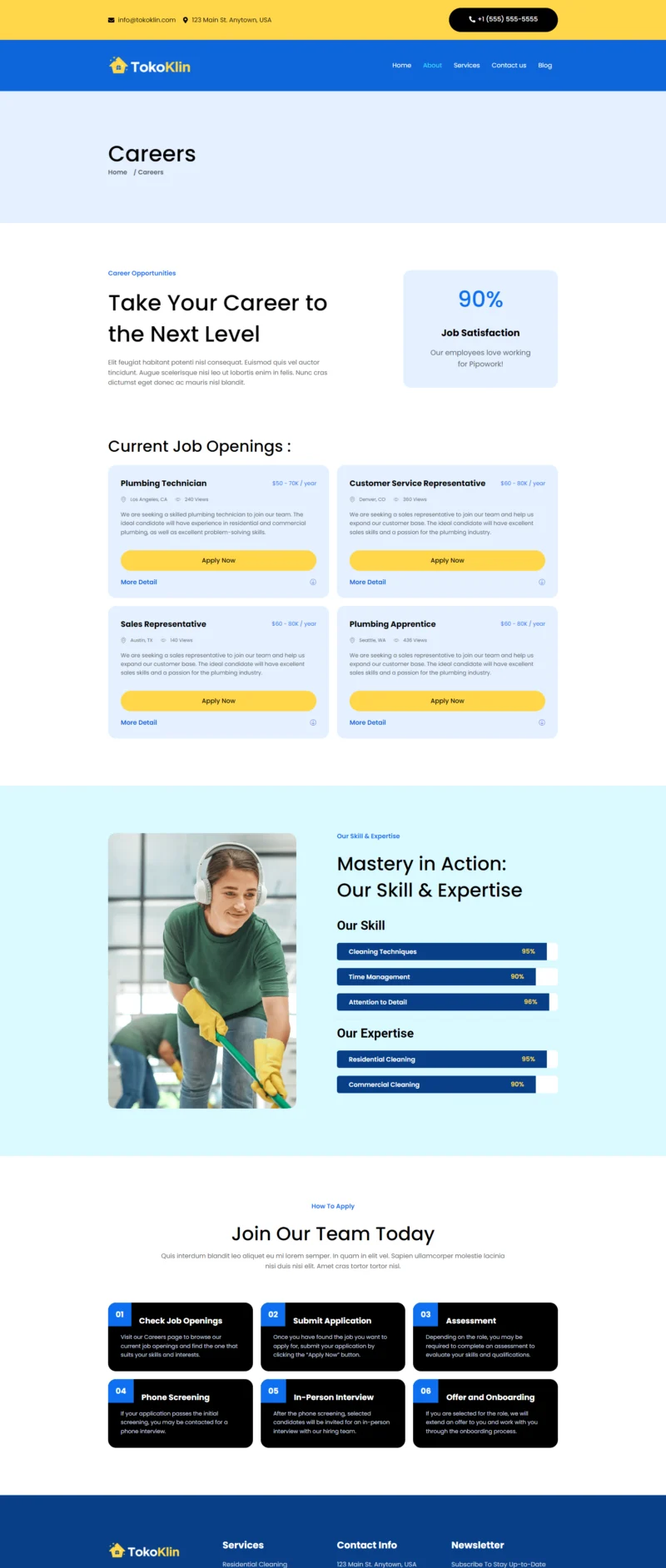保洁 Elementor 模板招聘页面预览