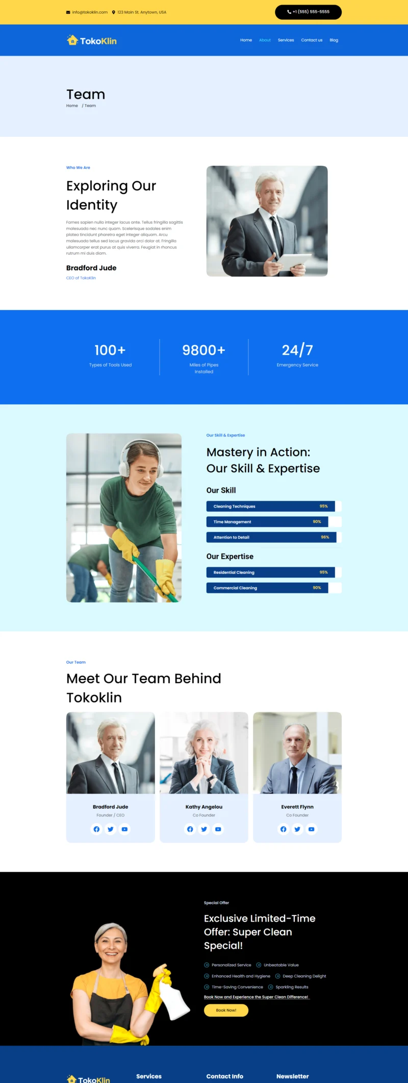 保洁 Elementor 模板团队页面预览