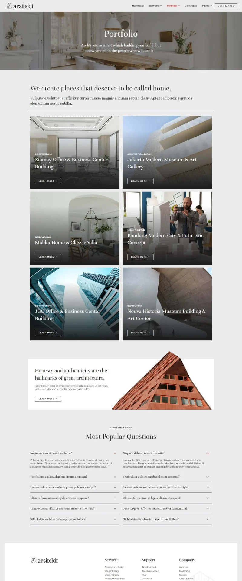 建筑师作品案例Elementor网站模板_一键导入快速建站插图3-WP资源海 建筑/地产 Elementor 模板案例页面预览