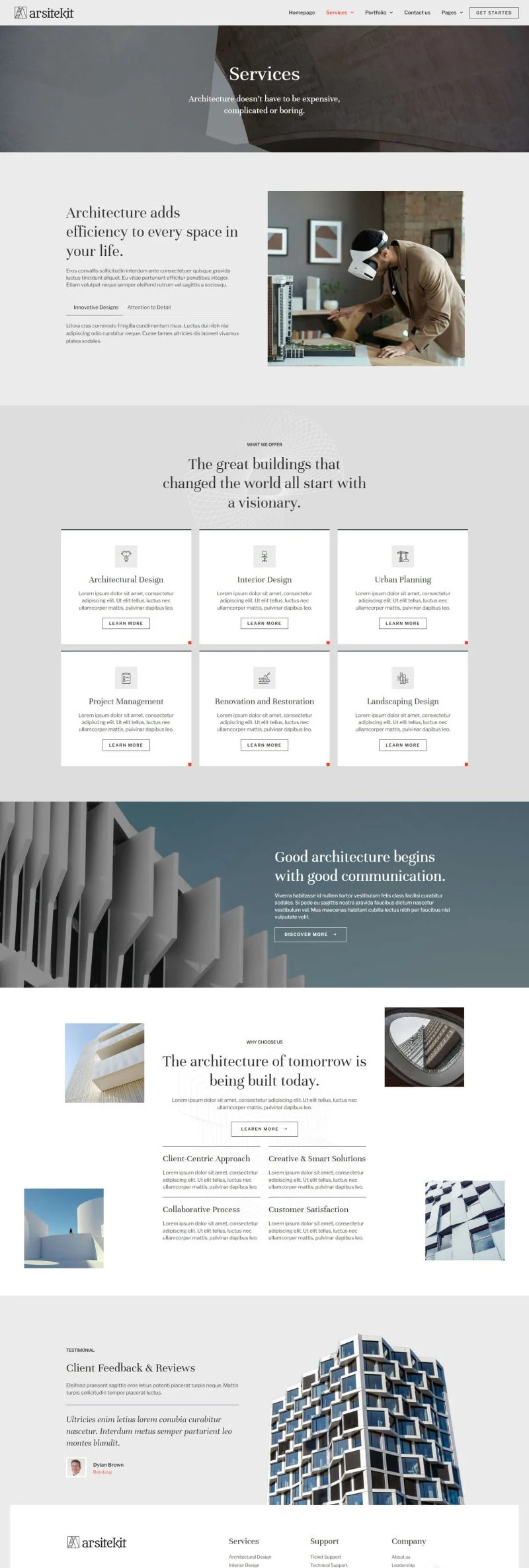建筑师作品案例Elementor网站模板_一键导入快速建站插图4-WP资源海 建筑/地产 Elementor 模板服务页面预览