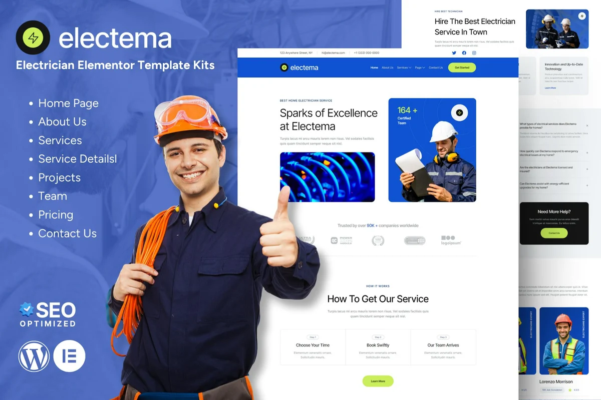 家庭电工Elementor网站模板_一键导入快速建站插图-WP资源海 维修 Elementor 网站模板封面