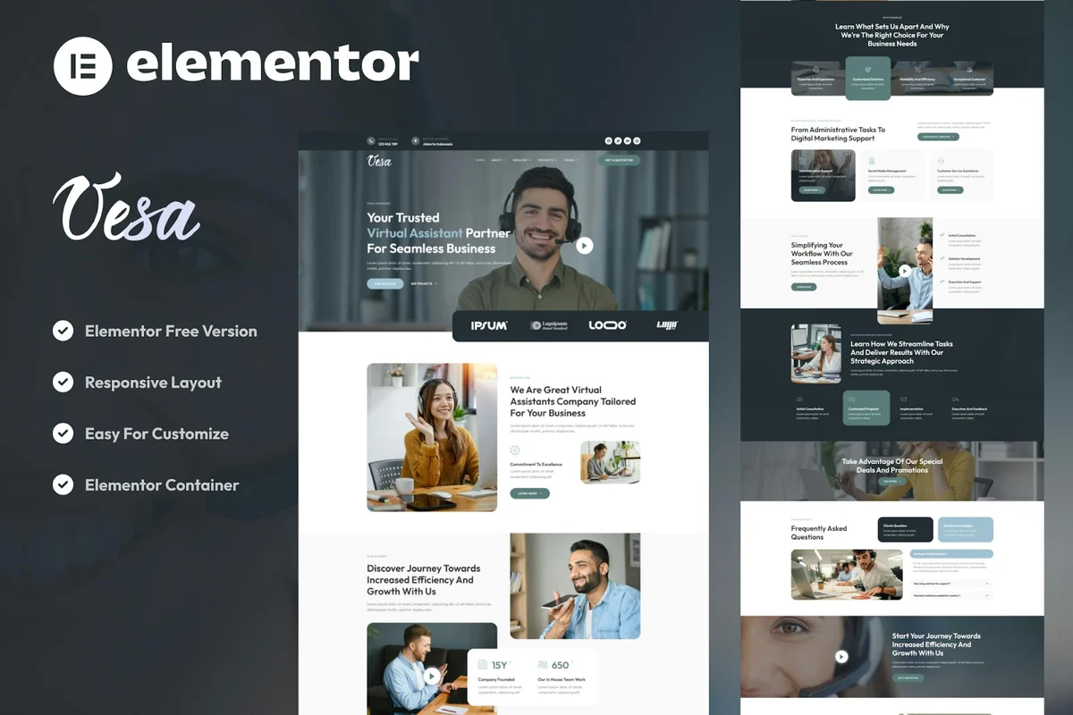 虚拟助理企业Elementor网站模板_一键导入快速建站插图-WP资源海 服务/咨询 Elementor 网站模板封面