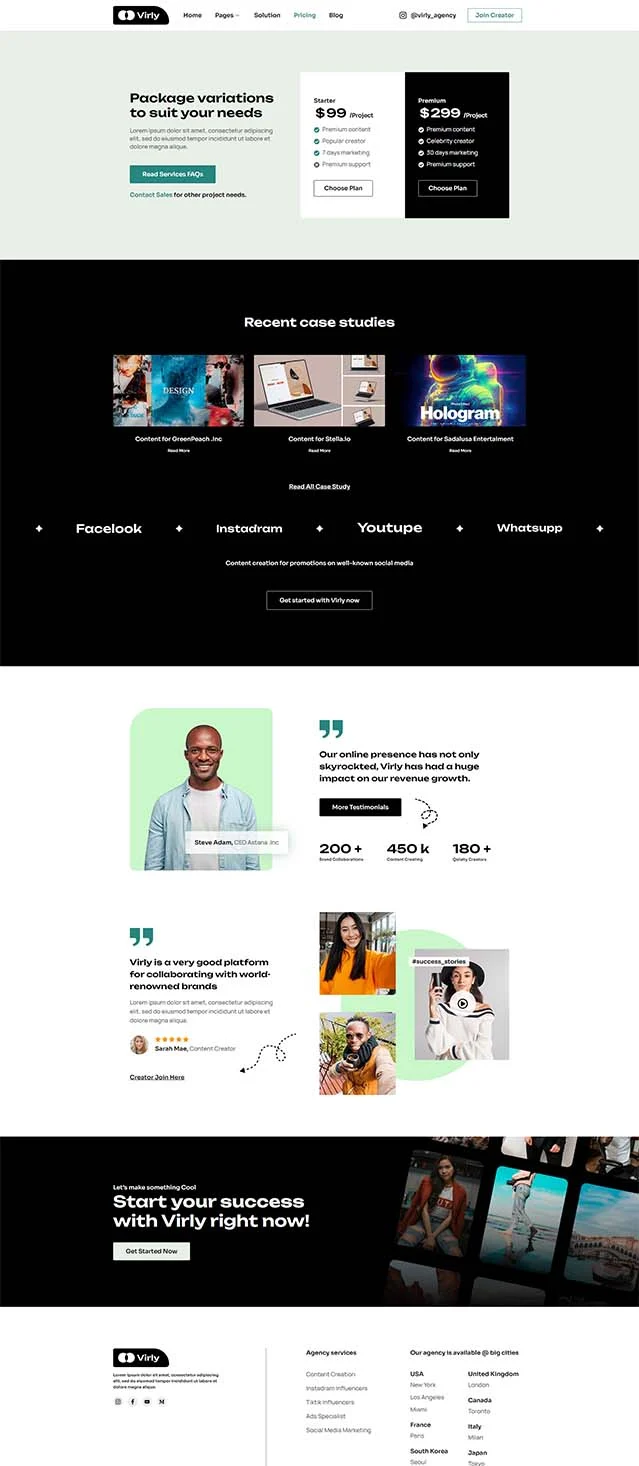 广告/营销 Elementor 模板价格页面预览