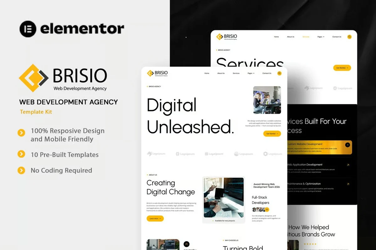 网站开发工作室Elementor网站模板_一键导入快速建站插图-WP资源海 软件/开发 Elementor 网站模板封面