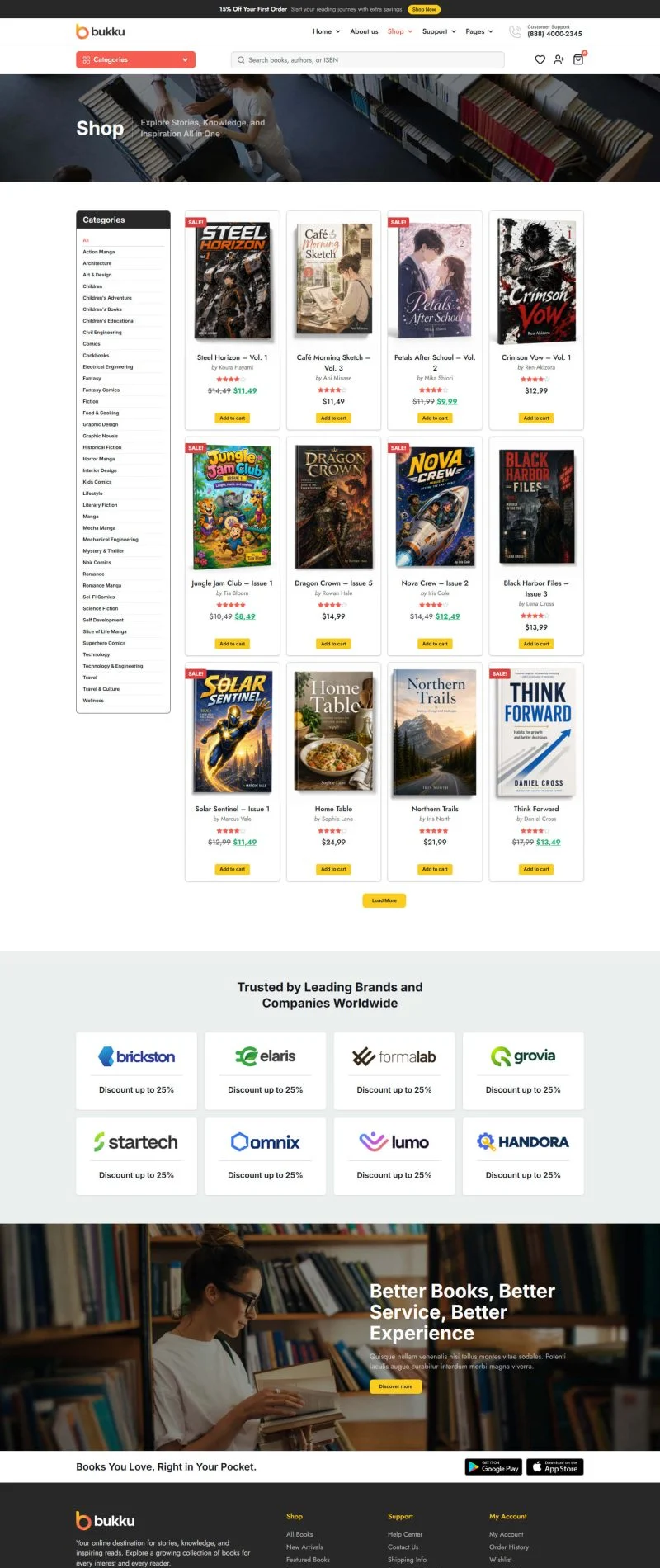 数字图书零售Elementor网站模板_一键导入快速建站插图5-WP资源海 书籍/小说 Elementor 模板商品列表预览