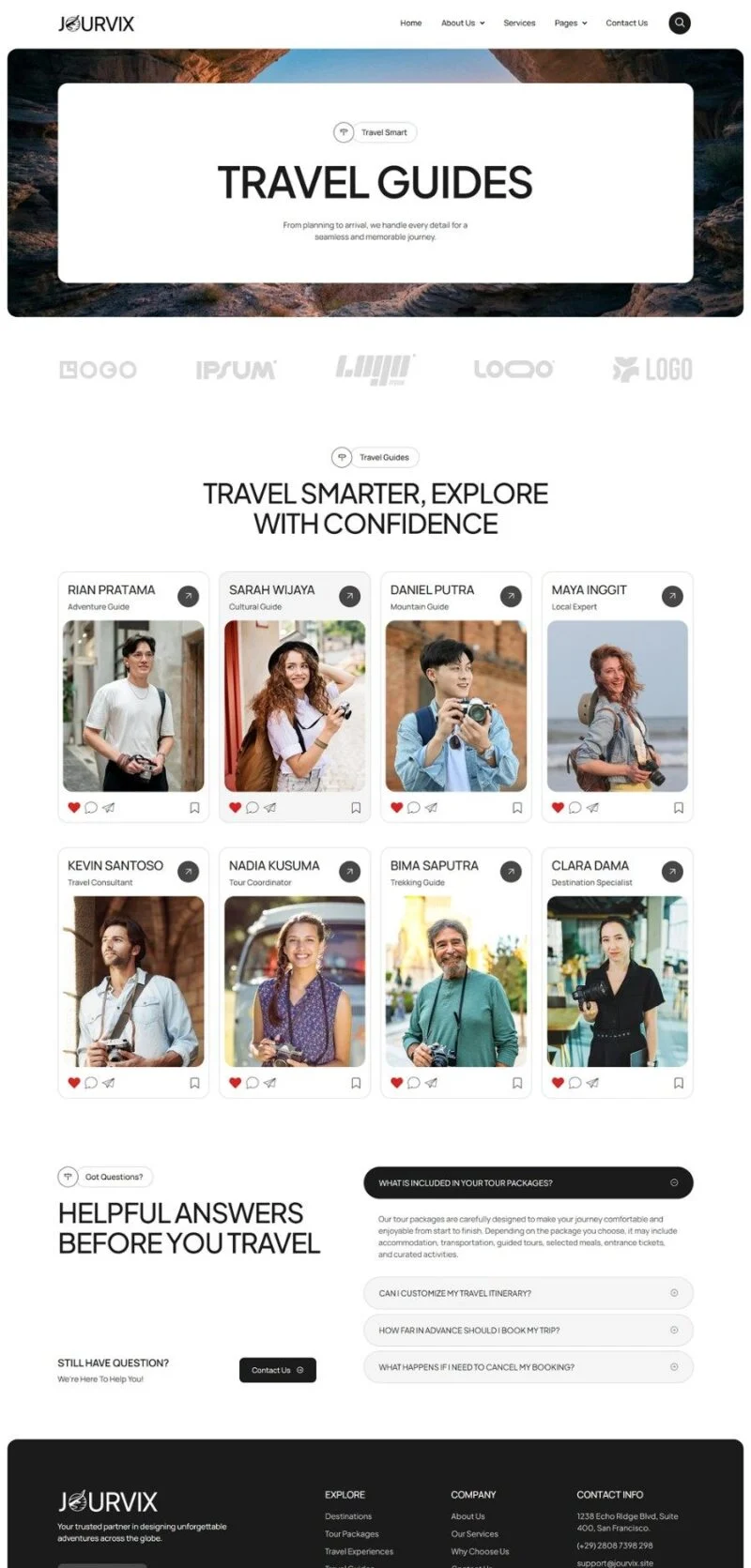 户外/旅行 Elementor 模板指南页面预览