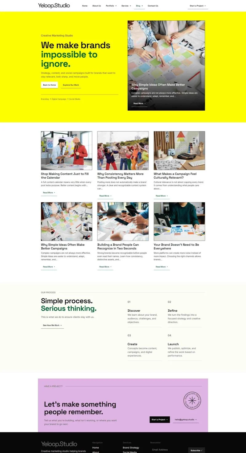 品牌策略与数字营销工作室Elementor网站模板_一键导入快速建站插图4-WP资源海 广告/营销 Elementor 模板博客页面预览