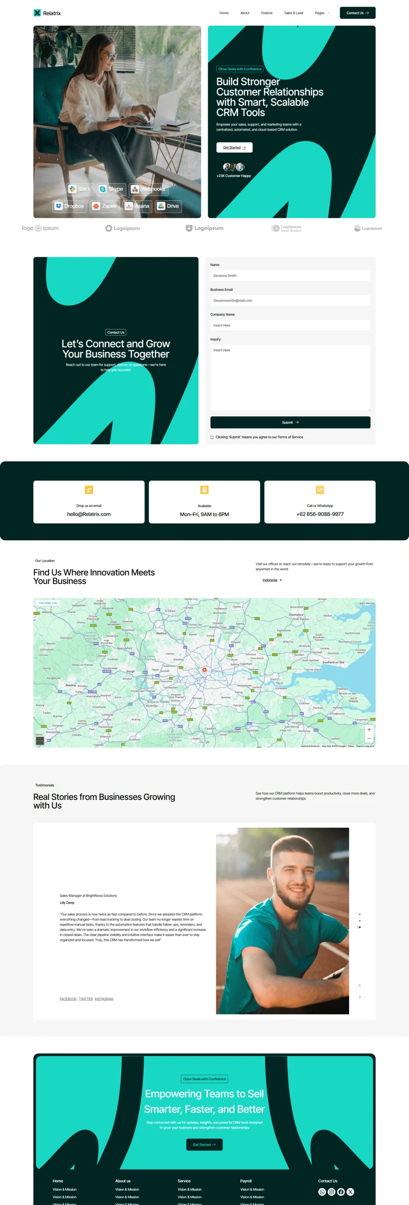 客户关系管理平台Elementor网站模板_一键导入快速建站插图2-WP资源海 软件/开发 Elementor 模板联系页面预览