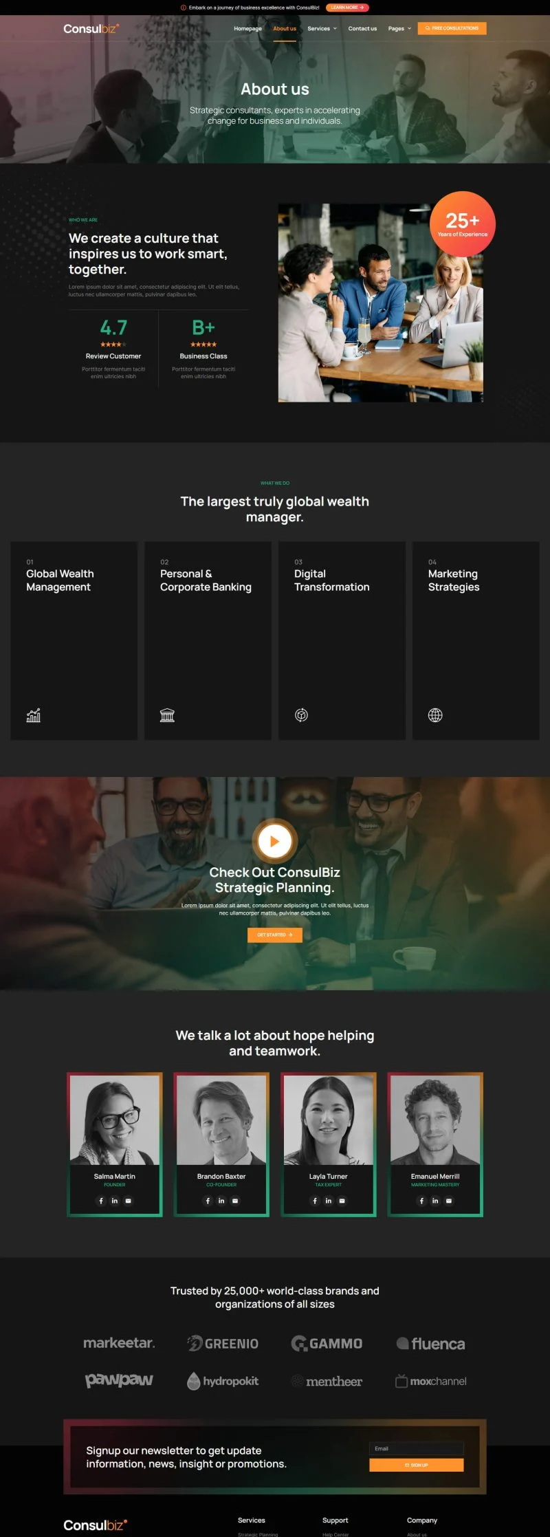 战略与财务咨询Elementor网站模板_一键导入快速建站插图3-WP资源海 服务/咨询 Elementor 模板关于我们预览
