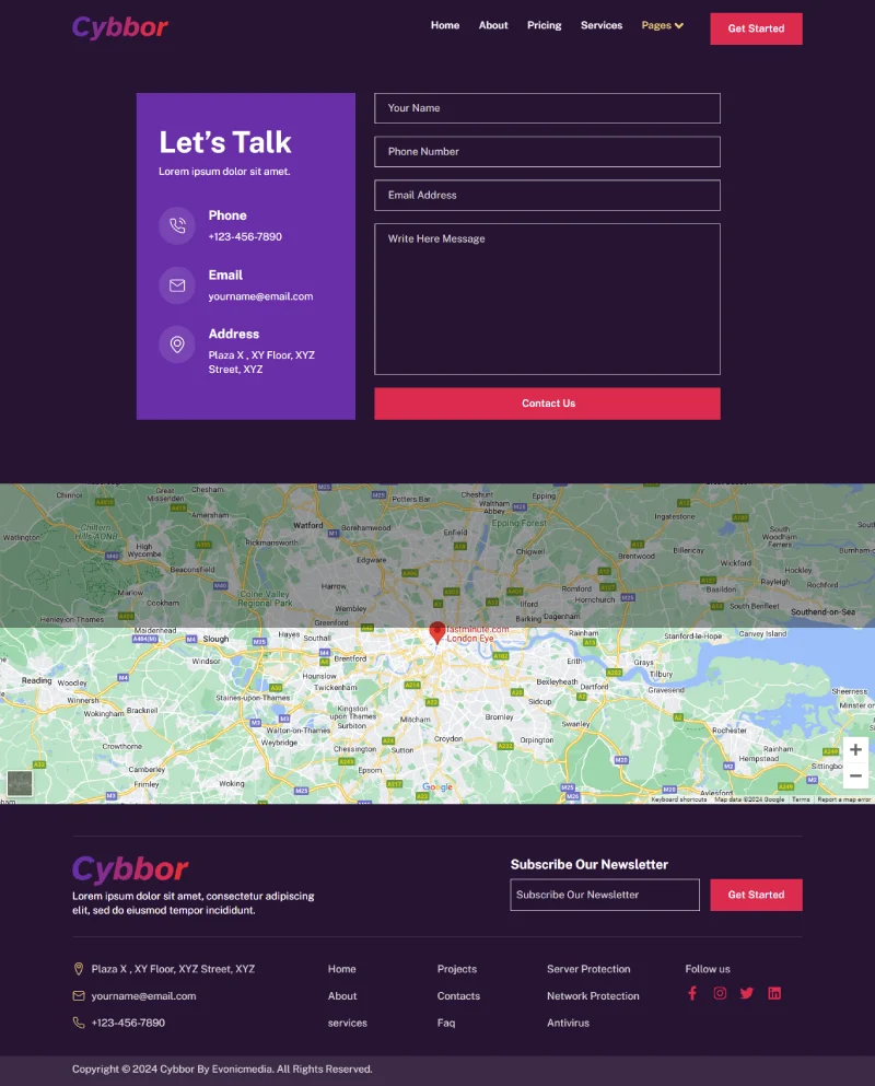 网络安全技术服务Elementor网站模板_一键导入快速建站插图5-WP资源海 IT互联网 Elementor 模板联系页面预览