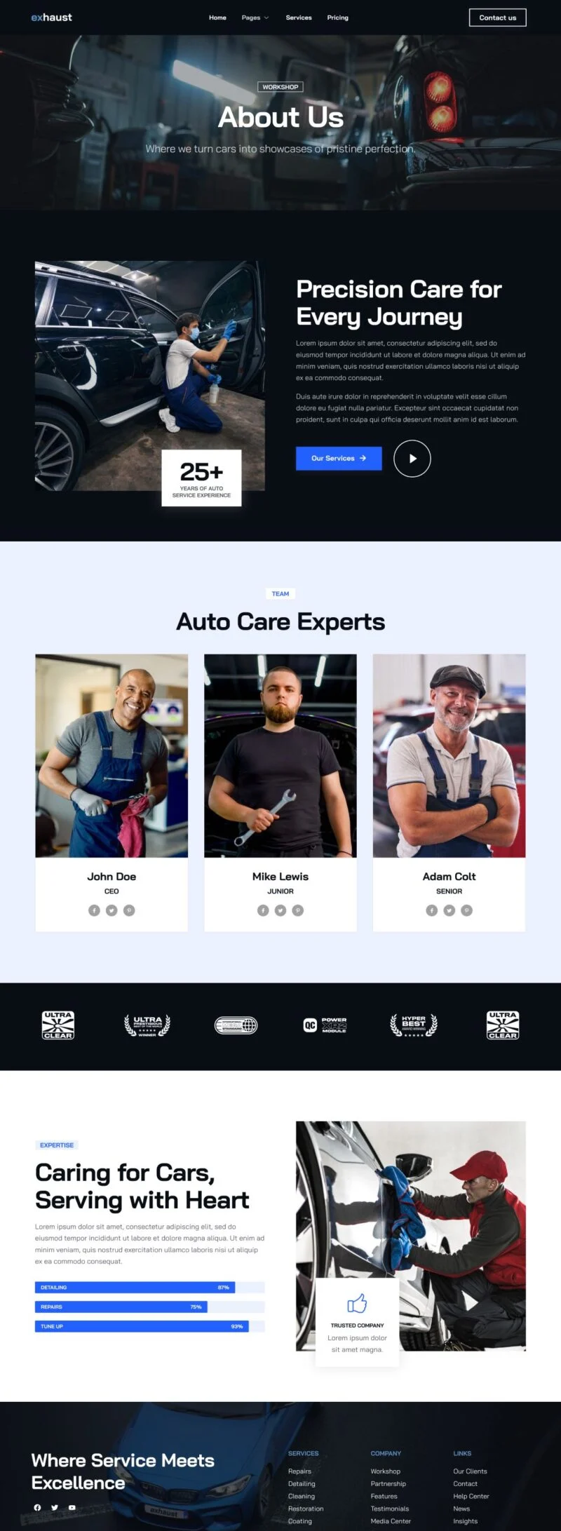 交通工具 Elementor 模板关于我们预览