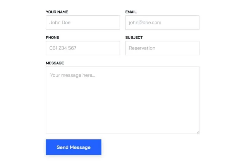 交通工具 Elementor 模板表单预览