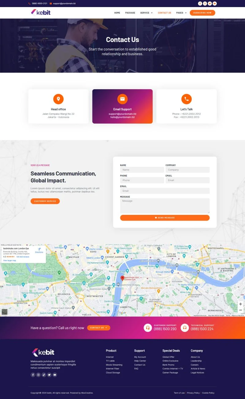 IT互联网 Elementor 模板联系页面预览