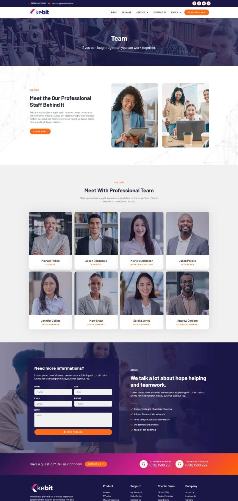 IT互联网 Elementor 模板团队页面预览
