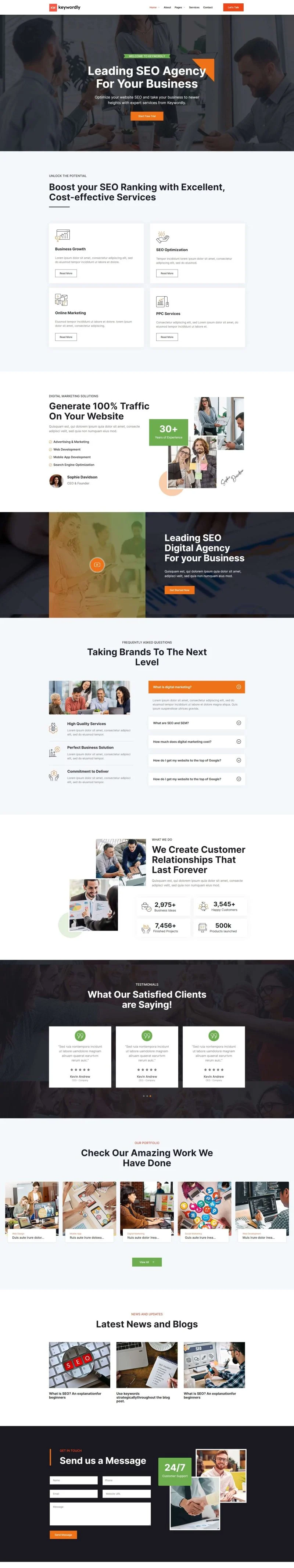 广告/营销 Elementor 模板首页预览