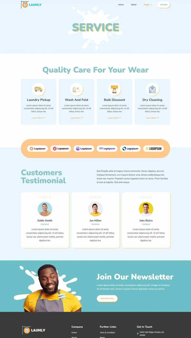 家政 Elementor 模板服务页面预览