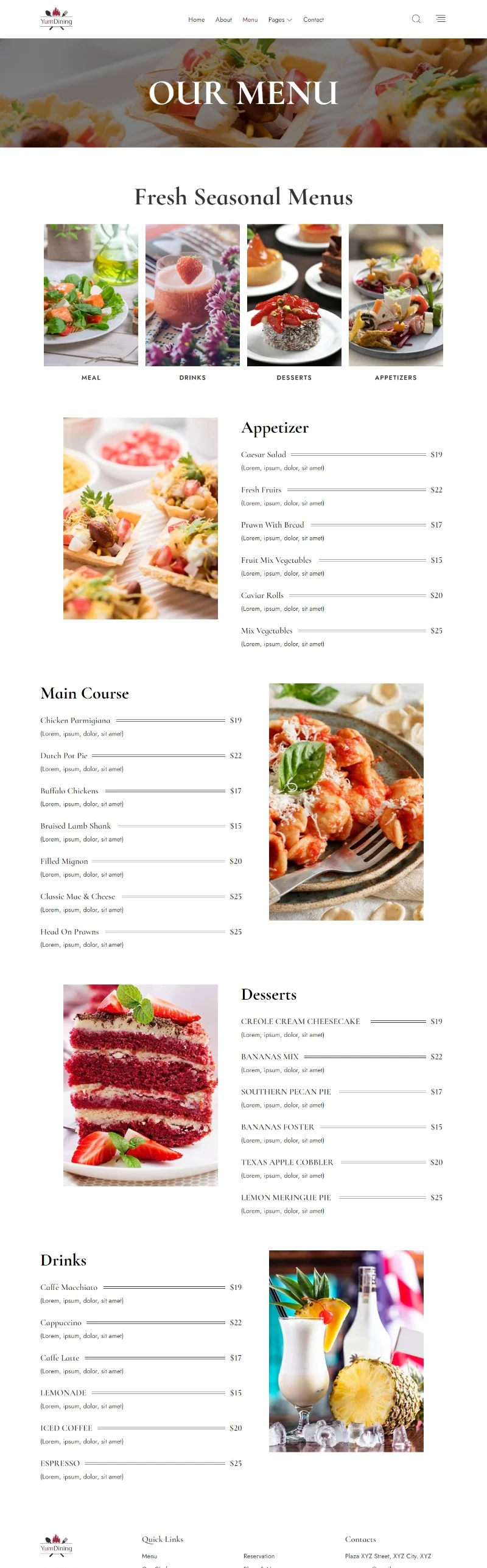 餐饮/食品 Elementor 模板菜单页面预览