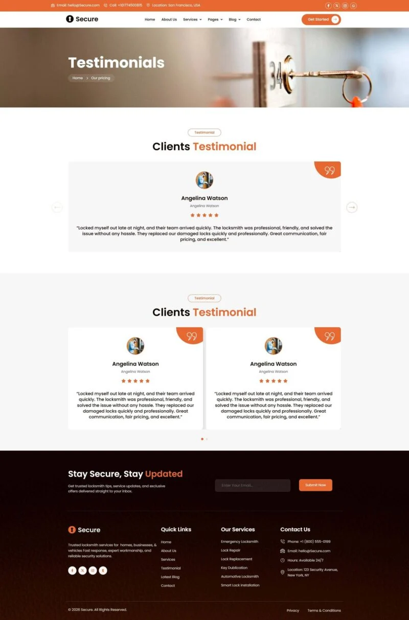 维修 Elementor 模板客户评价预览