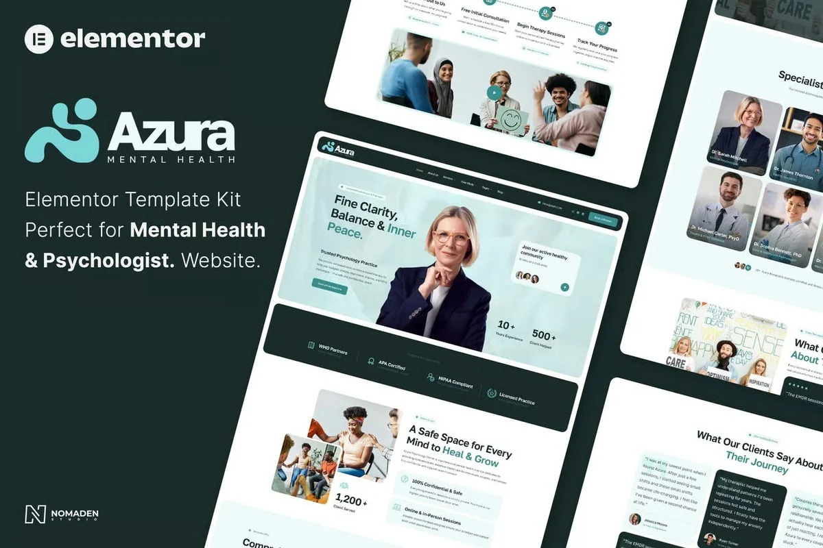 心理咨询与心理健康服务Elementor网站模板_一键导入快速建站插图-WP资源海 服务/咨询 Elementor 网站模板封面