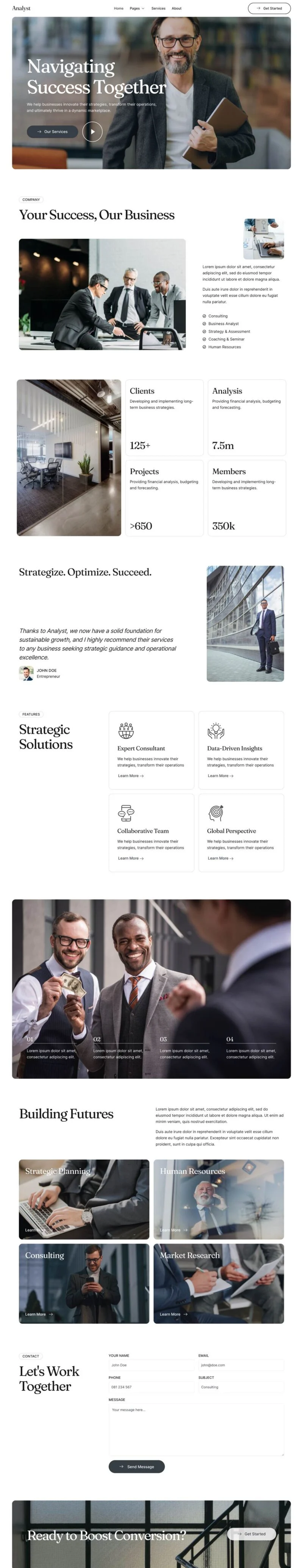企业战略与运营咨询Elementor网站模板_一键导入快速建站插图1-WP资源海 服务/咨询 Elementor 模板首页预览