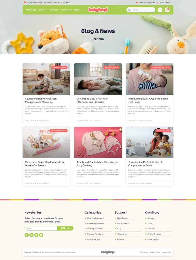 电商 Elementor 模板博客页面预览
