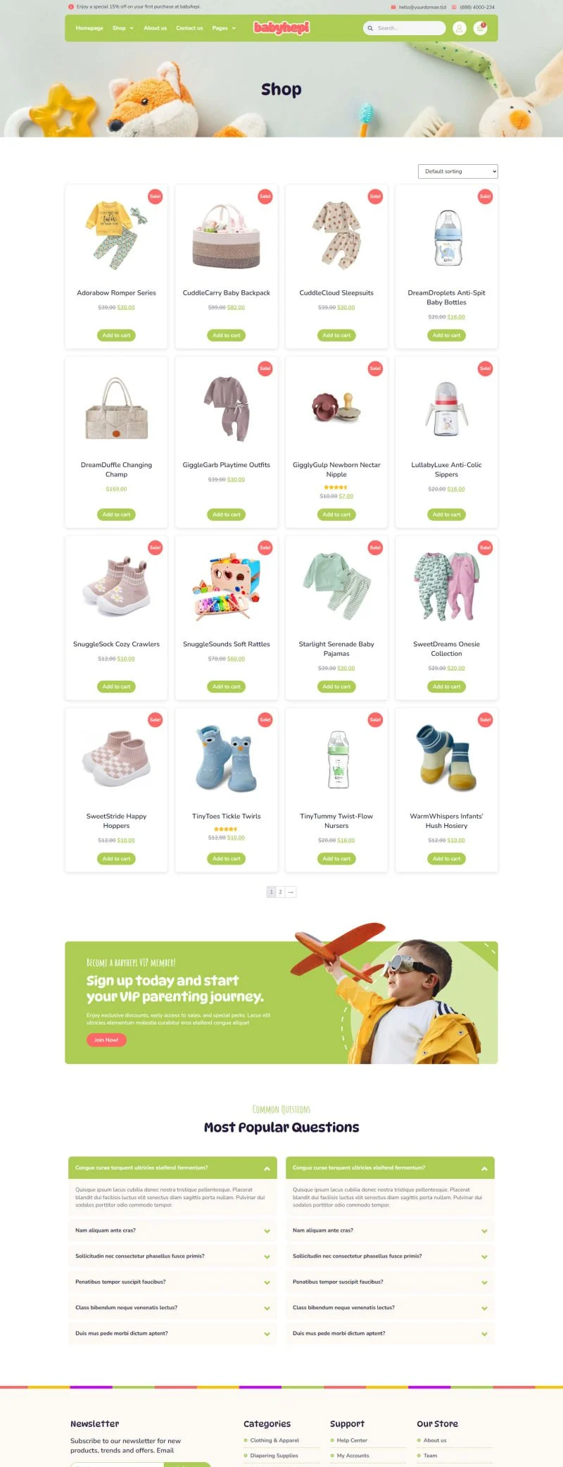 电商 Elementor 模板商品列表预览