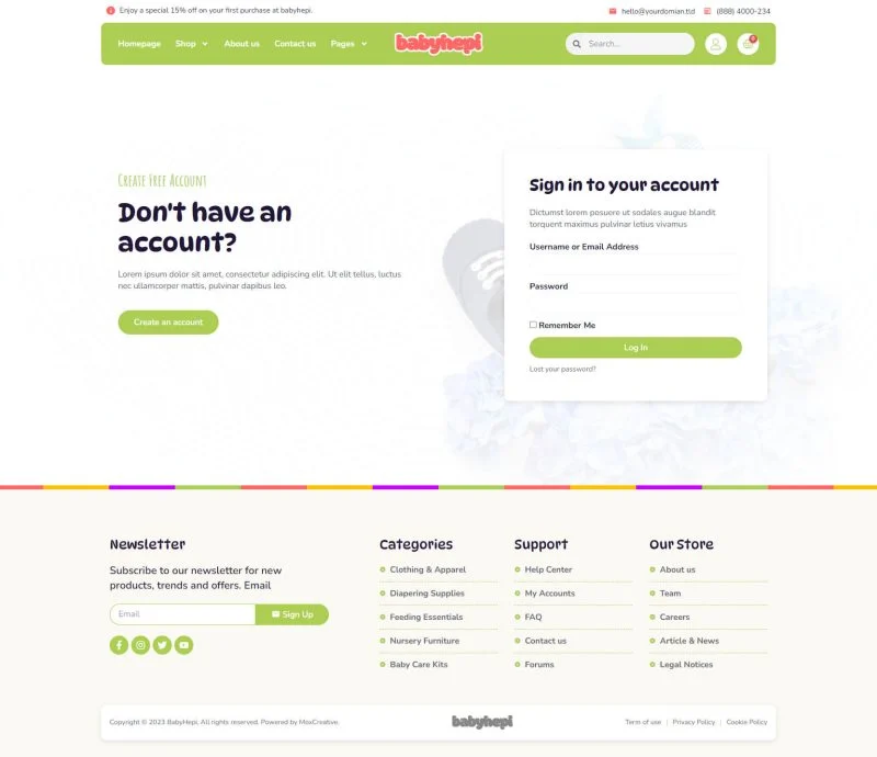 电商 Elementor 模板登录页面预览