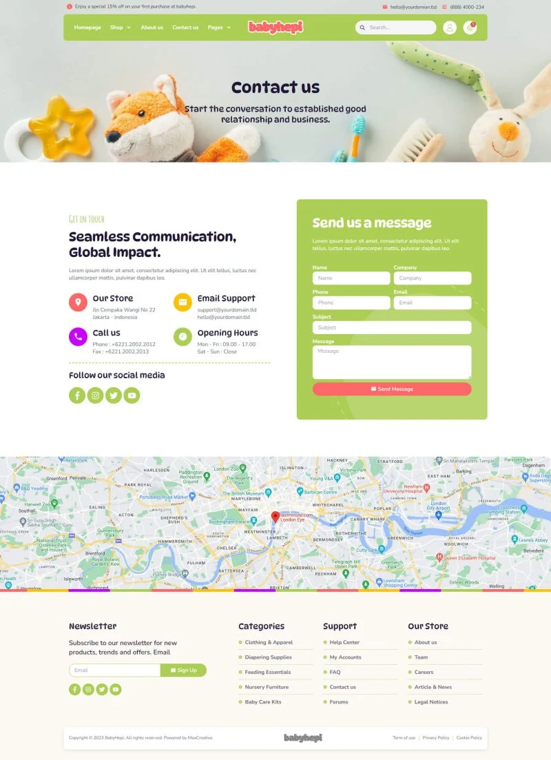 电商 Elementor 模板联系页面预览