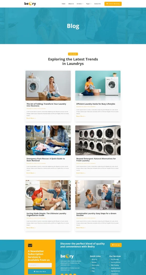 家政 Elementor 模板博客页面预览