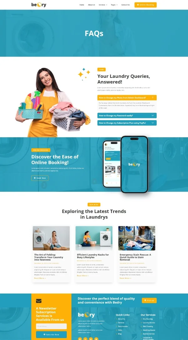 家政 Elementor 模板常见问题预览