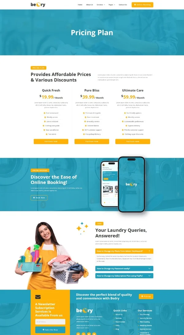 家政 Elementor 模板价格页面预览