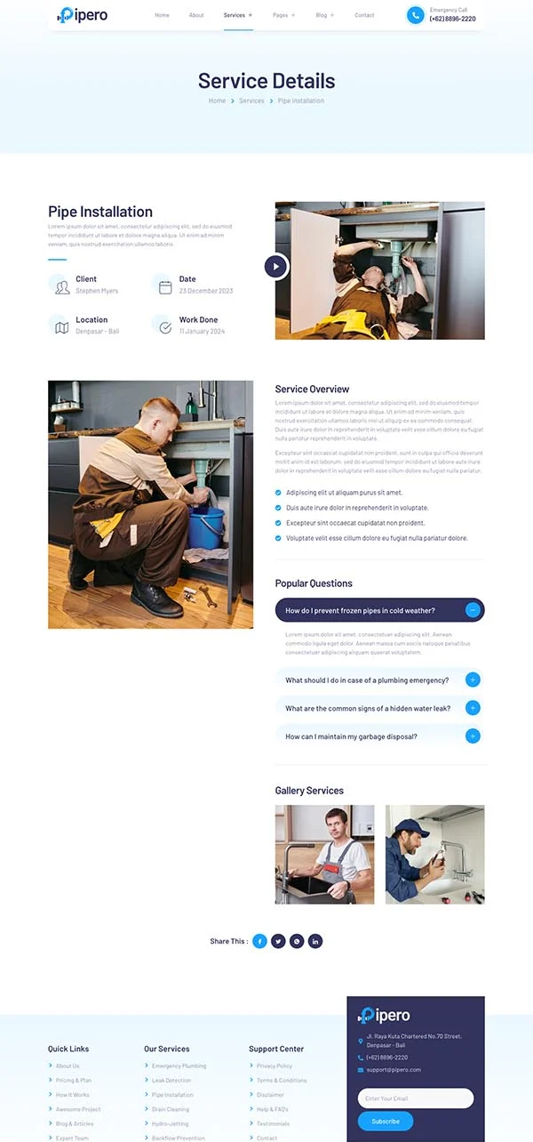 维修 Elementor 模板服务详情预览