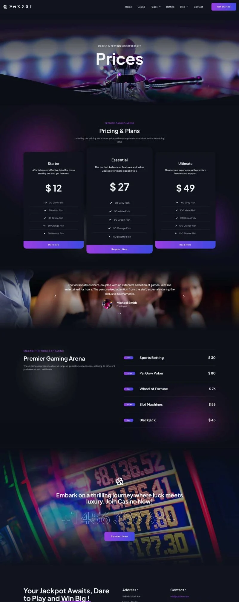 游戏/电竞 Elementor 模板价格页面预览