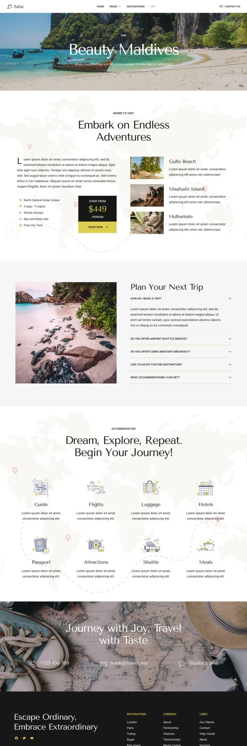 户外/旅行 Elementor 模板行程详情预览