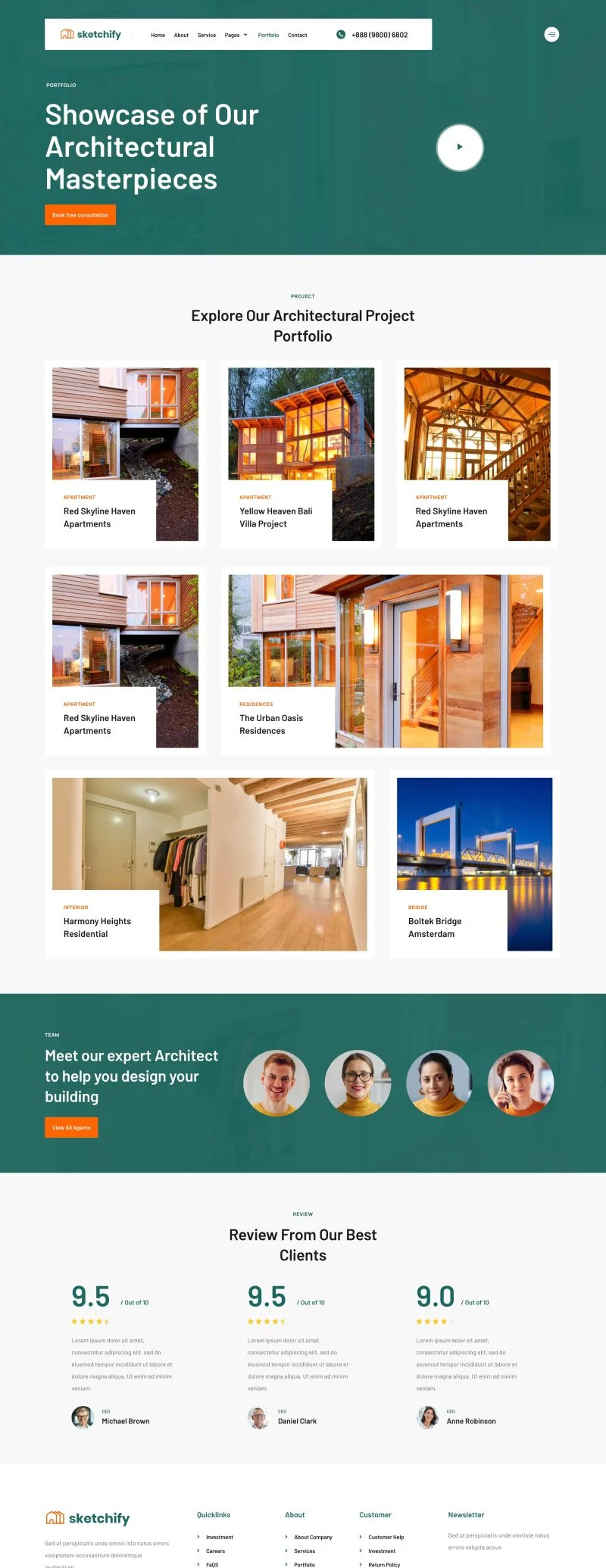 建筑/地产 Elementor 模板案例页面预览