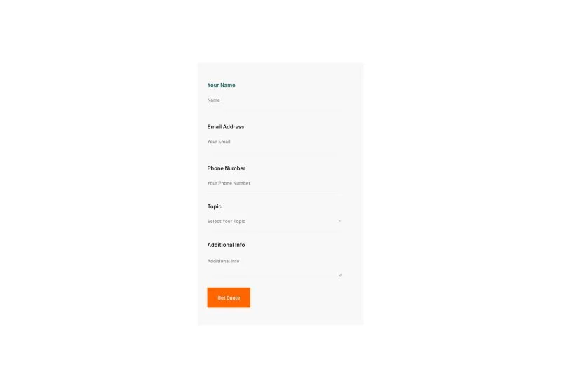 建筑/地产 Elementor 模板联系表单预览