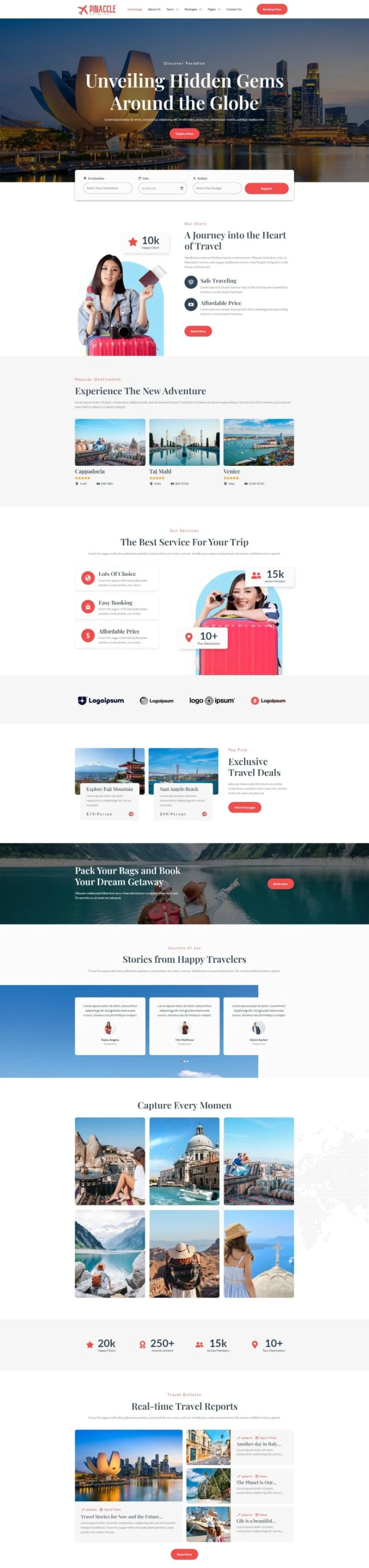 旅游与旅行Elementor网站模板_一键导入快速建站插图1-WP资源海 户外/旅行 Elementor 模板首页预览