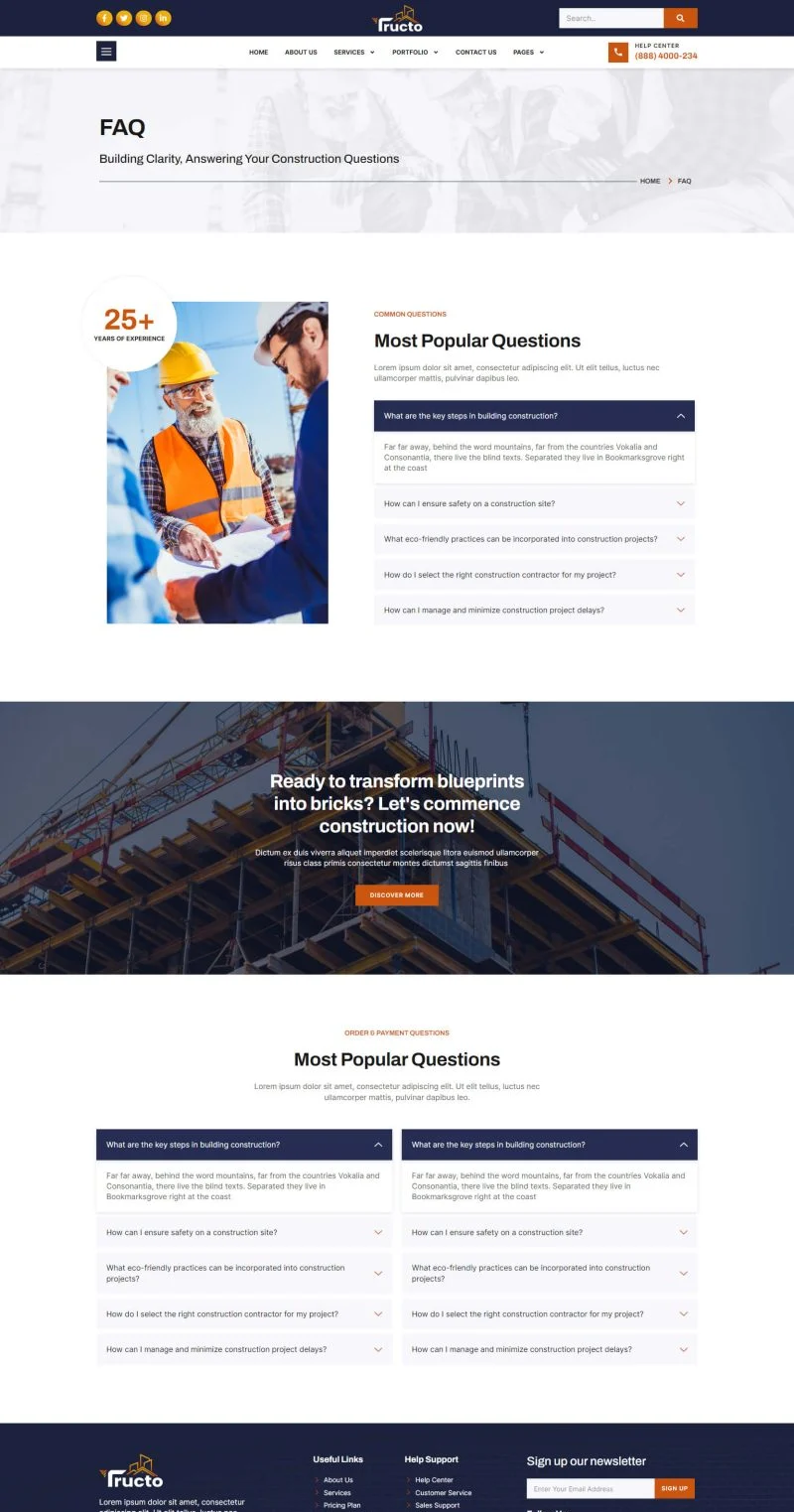 建筑施工与工程服务Elementor网站模板_一键导入快速建站插图3-WP资源海 建筑/地产 Elementor 模板常见问题预览