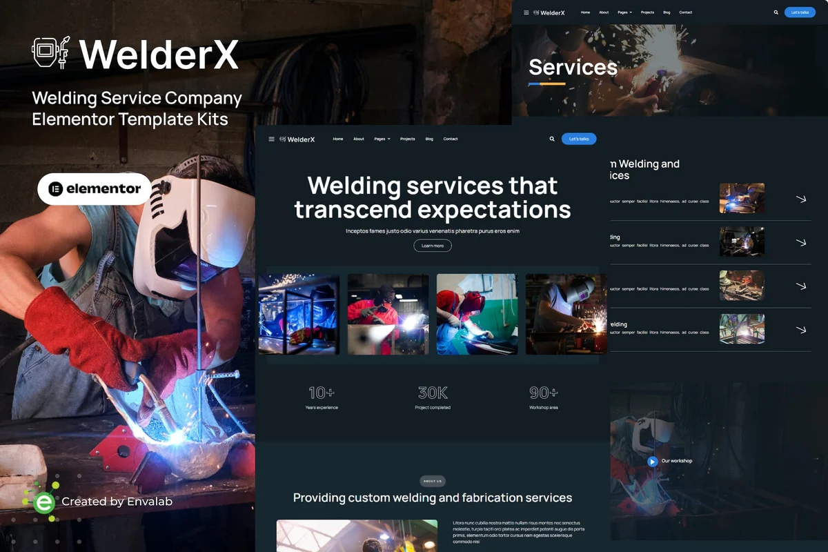 焊接加工与工程服务Elementor网站模板_一键导入快速建站插图-WP资源海 工业/工厂 Elementor 网站模板封面