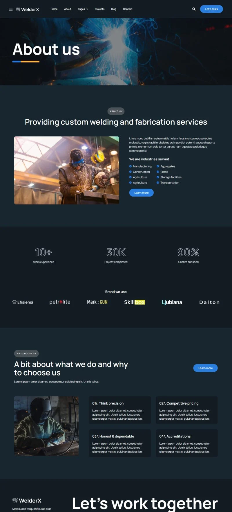 工业/工厂 Elementor 模板关于我们预览