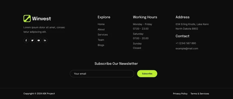 金融/投资 Elementor 模板表单预览