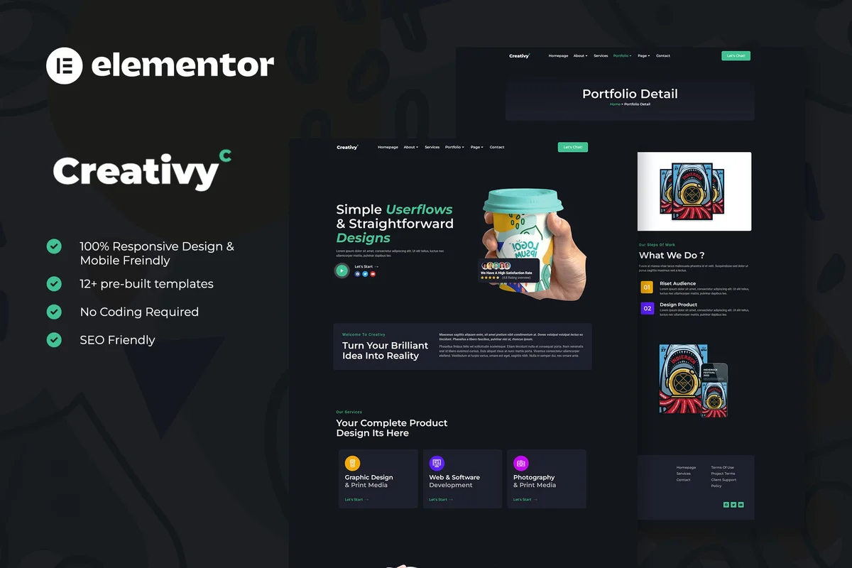 创意设计与开发机构Elementor网站模板_一键导入快速建站插图-WP资源海 艺术/设计 Elementor 网站模板封面