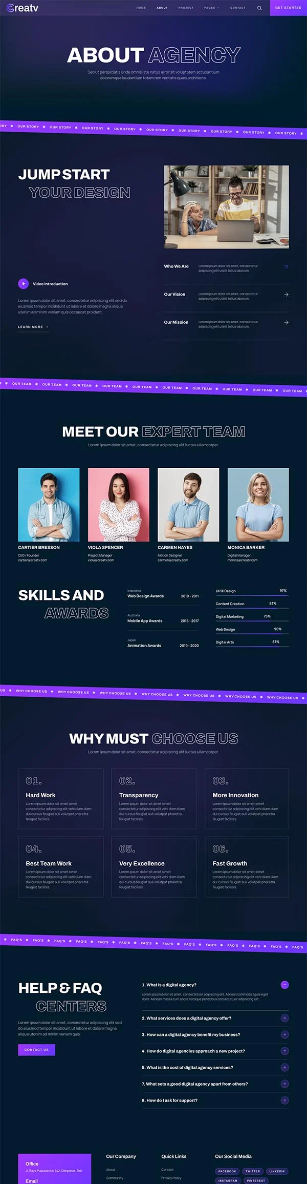 艺术/设计 Elementor 模板关于我们预览