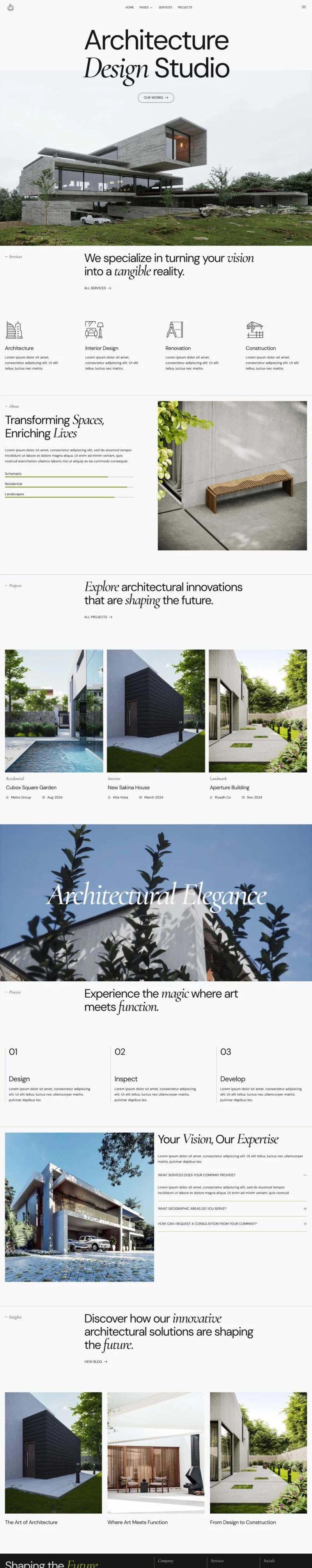 建筑室内设计机构Elementor网站模板_一键导入快速建站插图1-WP资源海 艺术/设计 Elementor 模板首页预览