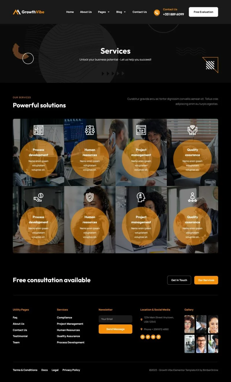 项目与运营咨询Elementor网站模板_一键导入快速建站插图3-WP资源海 服务/咨询 Elementor 模板服务页面预览