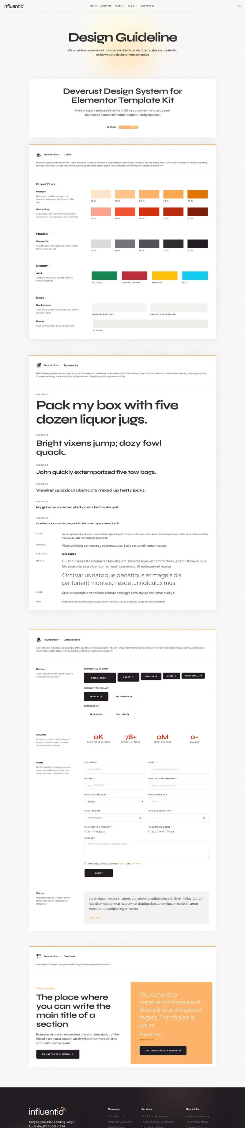 网红营销创意代理机构Elementor网站模板_一键导入快速建站插图3-WP资源海 艺术/设计 Elementor 模板设计指南预览